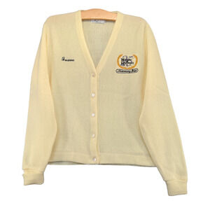 Holiday Ramblers Women's 25th Anniversary Cardigan Sweater Large Cream Vintage